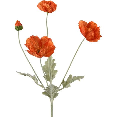 COQUELICOT ARTIFICIEL AVEC TIGE - 14 X 63 CM - COQUELICOT - FLEURS DÉCORATIVES POUR DÉCORATION FLORALE - ARRANGEMENT FLORAL - DÉ