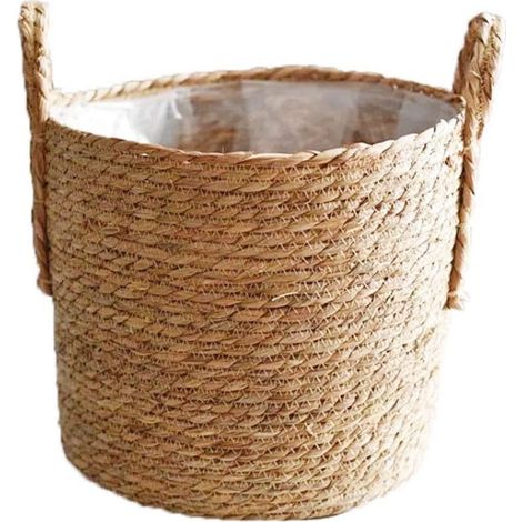 35cm Seaweed Pot de Fleurs, Base de Pot tissé à la Main avec Doublure en Plastique étanche pour la réception d'objets à l'intérieur ou à l'extérieur (1/5)