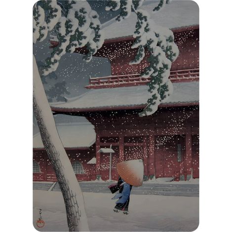 Kawase Hasui 7x5 Japan Tempel Winter Ukiyo-e Kühlschrankmagnet (1/2)