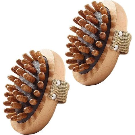 Lot de 2 brosses à pression anti-cellulite pour le corps, coussin d'air apaisant avec huiles essentielles en bois (1/5)