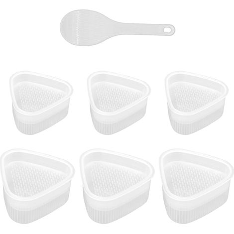 Forme Onigiri - Triangle - 3 Grandes + 3 Petites + 1 Cuillère À Riz - Pour Cuisine Maison Bento Pique-Nique - Lot de 6 Pièces