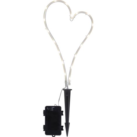 Star Trading Lumière funéraire LED Decorationheart, cur, minuterie, blanc chaud, extérieur, 39 cm