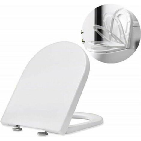 WC-Sitz mit Absenkautomatik, weißer WC-Deckel für Badezimmer.