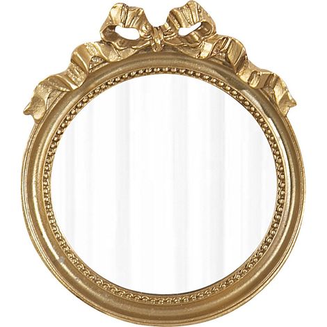 Petit miroir circulaire européen en résine style vintage, idéal pour le maquillage en chambre étudiante. (1/4)