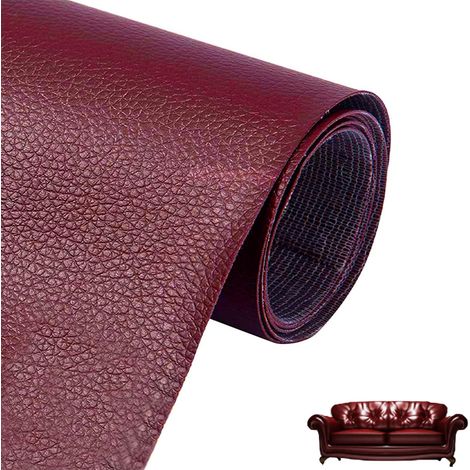 Riparazione durevole di pelle artificiale, pelle autoadesiva, toppa di riparazione in PU, adesivo in similpelle, per divano, sedile auto, mobili, giacca, rosso scuro (30 x 200 cm) (1/5)