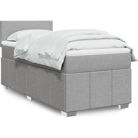 Giroletto a Molle con Materasso Grigio Chiaro 90x190 cm Tessuto vidaXL 535080