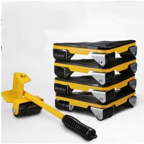 Kit de Deplace Meuble Lourd sans effort, Roulette Charge Lourde, Deplace Meuble Lourd, avec 1 Tige de Levage et 4 Roulettes de Déplacement pour Soulever et Déplacer des Meubles Charge 225KG (1/2)