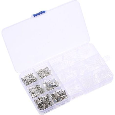 Satz von 270 unisolierten Gabelverbindern (männlich und weiblich, 2,8 mm, 4,8 mm und 6,3 mm) mit Isolierhülse für Crimp-Klemmenblöcke. (1/5)