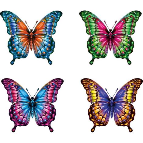 wall art 4 piece set colorful metal wall decor realistic (1/5)