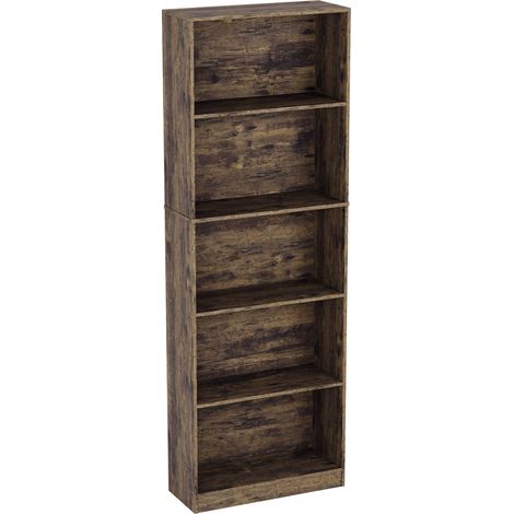 Cambridge 5 Tier Extra Large Bookcase, Dark Wood (1/5)