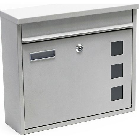 Boite aux lettres design murale design acier galvanisé argenté