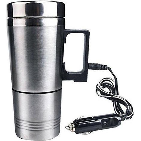 Tasse chauffante pour voiture, bouilloire électrique en acier inoxydable, allume-cigare (1/5)