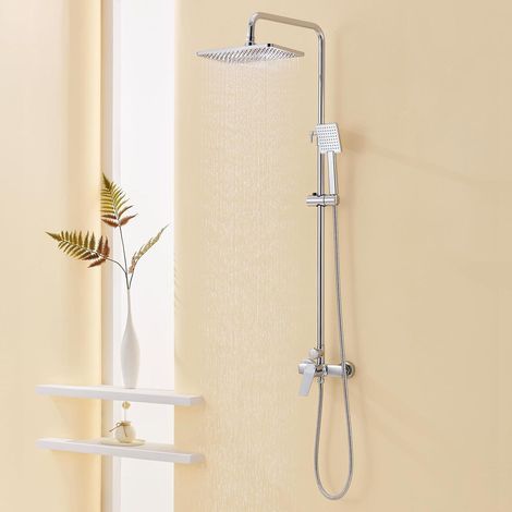 Duscharmatur Regendusche höhenverstellbar 90-124cm Chrom (1/5)