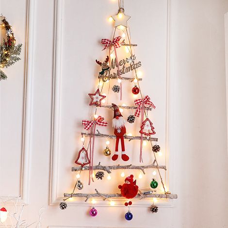 Albero di Natale in legno, ornamenti decorativi, decorazioni natalizie fai da te creative, decorazioni natalizie, albero di Natale per finestra/parete, 9055 cm (1/2)