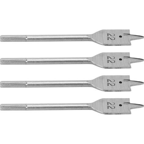 Jeu de 4 forets plats en acier carbone pour perçage du bois, 22mm pour menuiserie et bricolage (1/5)