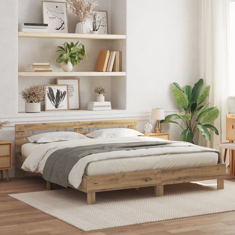 Bed Frame Artisan Oak 180 x 200 cm Engineered Wood vidaXL (1/5)