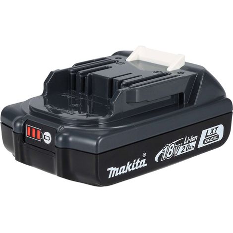 Makita – Accumulateur lithium-ion 18V 2Ah – Compatible outils LXT – Indicateur de charge – Temps de charge 90 min – Dimensions 115x75x29 mm