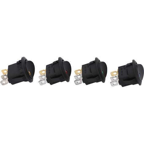 20 pièces commutateur à bascule 3 broches 2 positions 12V marche/arrêt ABS rond avec LED noir pour machine auto camping-car électroménager (1/5)