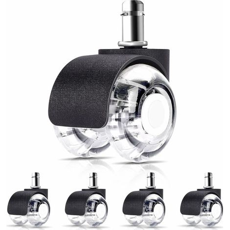 Ruedas para silla de oficina GABRIELLE de 11 x 22 mm - Aptas para todo tipo de suelos - Rodamiento silencioso de 360°, resistentes a la abrasión en suelos duros y alfombras - Ruedas giratorias univers
