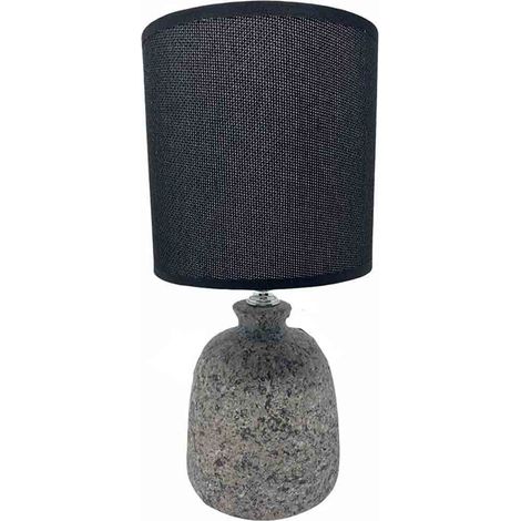 Lumetto in ceramica base effetto pietra attacco e14 abat jour paralume moderno 27x13 vari colori 164673 modello effetto pietra nero
