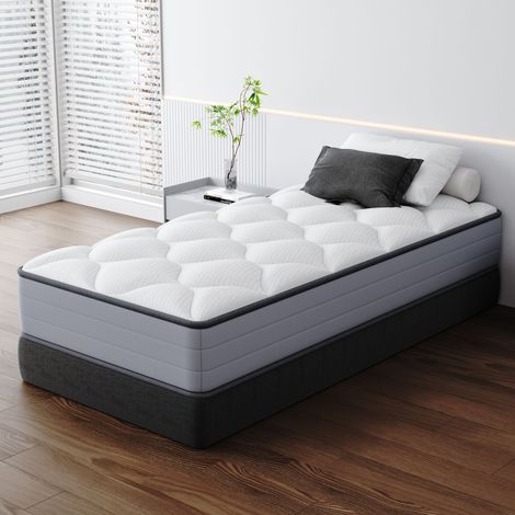 DEWINNER Matelas 190x200cm, Matelas à ressorts 20cm Epaisseur, Ressorts ensachés, Mousse mémoire