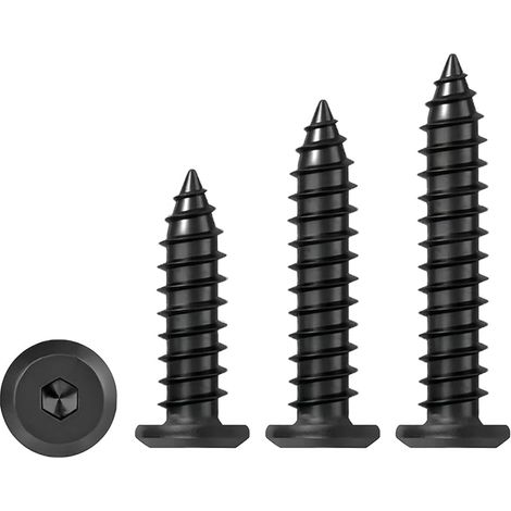 20 Pièces Vis Autotaraudeuses à Tête Plate M6x40mm Vis à Bois à Six Pans Creux, pour Plastique Bois Métal, Noir