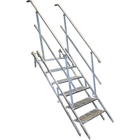 Bautreppe 3 Stufen mit 30 bis 55° verstellbarer Neigung - Große Stufen 30cm. Max. Standhöhe 84cm - SAFETY-STAIRS/3 (1/5)