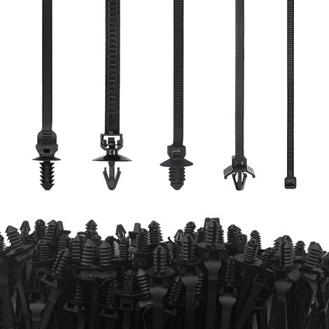 200 Pièces Nylon Push Mount Colliers de Câblage Noir, 5 Tailles de Serre Câbles pour Montage sur Voiture, Harnais de Câblage en Nylon Pour la Construction Automobile (1/5)