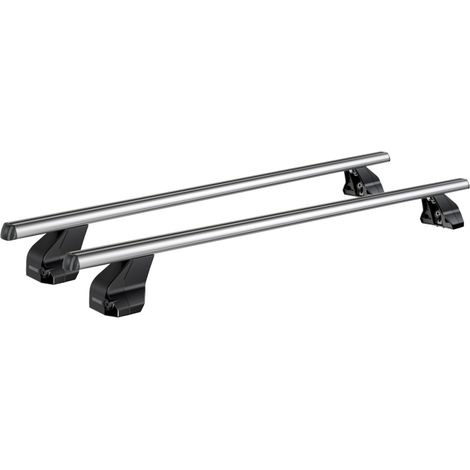 Barres de toit Menabo Omega L en aluminium 130 cm + pieds de fixation (1/5)