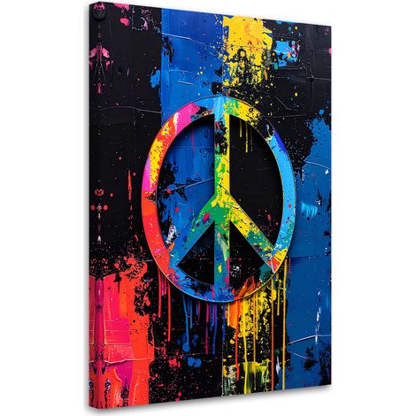 Tableau déco Graffiti Banksy symbole de paix Street art 70x100 (1/4)