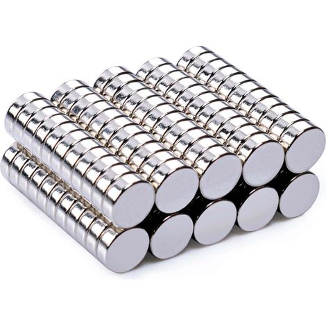 100pcs puissant rond petit aimant de terre rare, mini réfrigérateur néodyme disque magnétique pour tableau blanc casier réfrigérateur bricolage à la main (1/5)