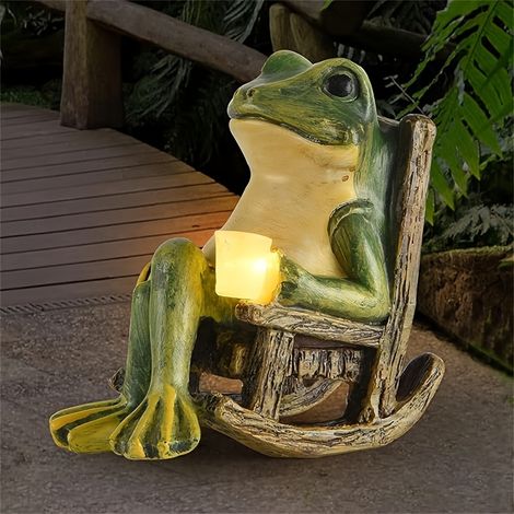 Statue de jardin miniature en forme de grenouille à énergie solaire – Décoration intérieure et extérieure, cadeau idéal pour Halloween et Noël (1/5)