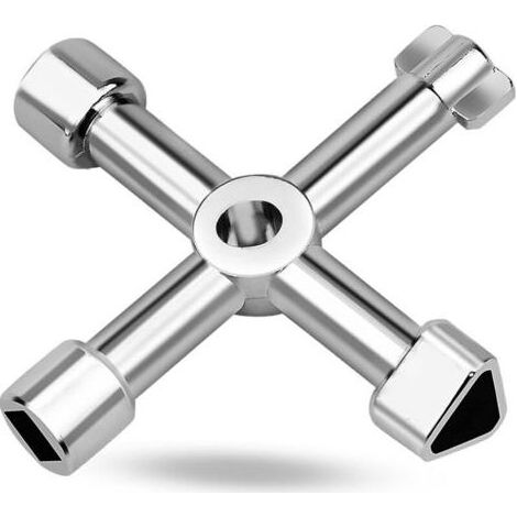 4-Wege-Multifunktionsschlüssel, 4-Wege-Multifunktions-Kreuzdreieckschlüssel, 4-in-1-Universal-Schaltschrankschlüssel für Aufzüge, Schaltschränke, Ventile (Silber) (1/5)
