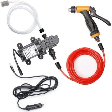 Autolavaggio elettrico portatile da 80 W, pompa per autolavaggio da 12 V, pistola a spruzzo con tubo flessibile (1/4)