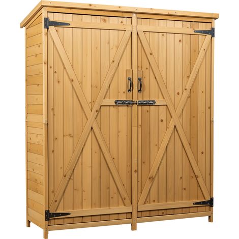 Wiltec Gartenhaus mit 2-flügelige Tür 1350x500x1540mm aus Fichtenholz mit Bitumendach für Garten, Terrasse & Balkon Gerätehaus Geräteschuppen Holzhaus Werkzeugschrank (1/5)