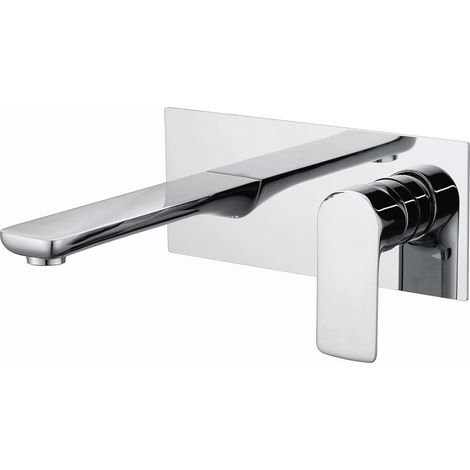 Lavabo entièrement en cuivre gris anthracite avec double poignée, robinet encastré pour eau chaude et froide, robinet de lavabo mural.