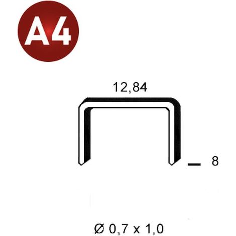 10 000 Agrafes Aluminium A-08 Inox A4 (316) - 12.84x8x0.7x1 mm - D-Work
