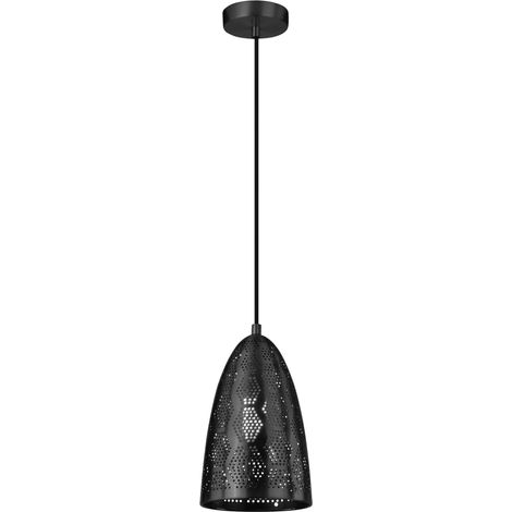 Suspension moderne noire abat-jour ajouré E27 60W Bene (1/2)