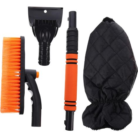 Pelle à Neige pour Voiture Démontable et Télescopique Moufles Noir, Pp Abs Métal, pour Pare-brise en Hiver, Enlève Neige et Glace, Léger (1/5)