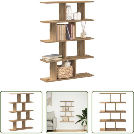 Rangement - Étagère cube murale 12 compartiments chêne artisanal (1/5)
