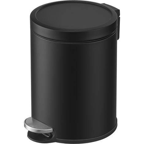 Poubelle à Pédale Anti-Rouille, Fermeture Silencieuse, Seau Amovible, 6 L, 20,5 x 26 x 28 cm, Noir (1/5)