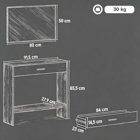 Organisateur de couloir élégant, coiffeuse moderne avec miroir, console (1/4)