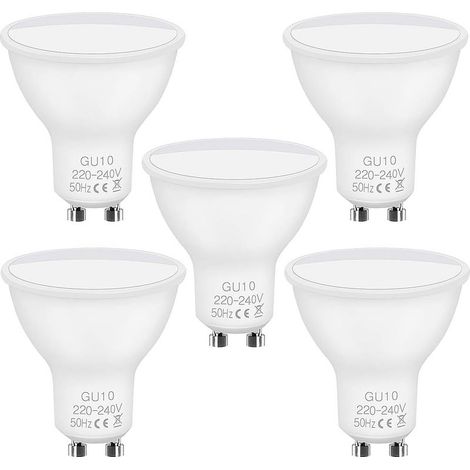 Ampoules GU10 LED,5Pcs GU10 LED 5W Equivalente Ampoule incandescence 40W Ampoule Halogène 50W,220-240V,450LM,Blanc Froid 6500K,120° Larges Faisceaux,Ampoules LED Spot,Pas Dimmable (1/5)