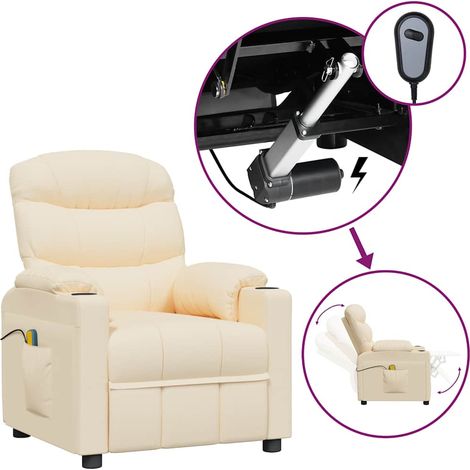 Fauteuil Relaxation Fauteuil électrique de massage Crème Tissu 33691 (1/5)