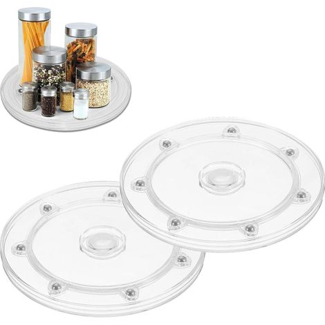 2 pièces Plateau tournant acrylique de 15 cm, organisateur rotatif à 360°, plateau tournant avec roulements à billes, présentoirs, plateau tournant polyvalent pour épices de cuisine, artisanat (1/5)