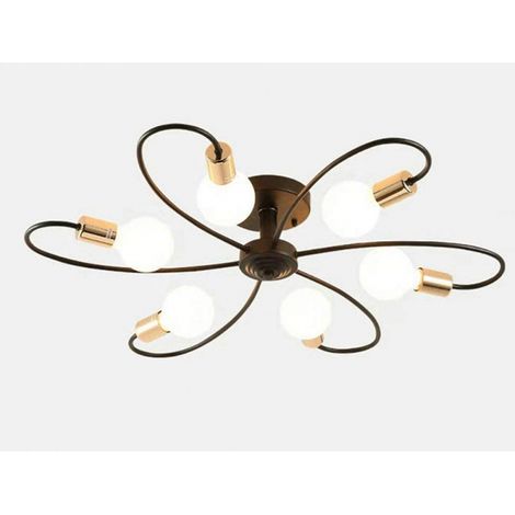 GOECO Plafoniera Retro Base E27 6 Portalampade Lampada a Soffitto Per soggiorno, camera da letto, sala da pranzo, ufficio (1/5)
