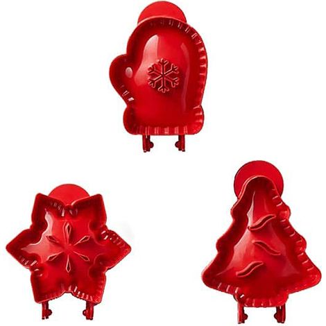 Ensemble de moules à biscuits 3D de nol, 3 pièces, cadeau de vacances, en plastique lavable au lave-vaisselle (1/4)