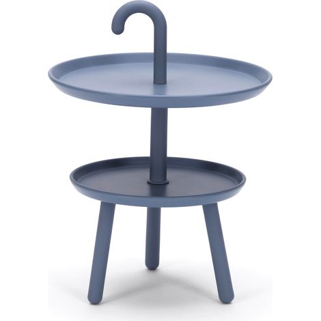 Tavolino da Giardino Ø41x55 cm 2 Ripiani in Polipropilene Grigio (1/2)