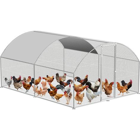 Randaco Hühnerstall Outdoor großer Hühnerhaus Dach Freilaufgehege Geflügelstall mit PE Verzinkter Stahlrahmen und abschließbare Tür 3 x 4 x 2 m Kuppel (1/5)