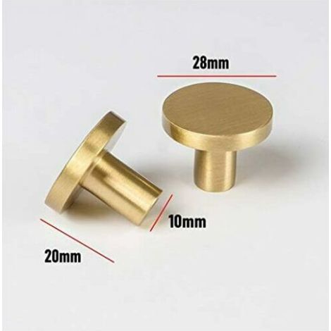 Möbelknöpfe aus gebürstetem Messing, goldfarbene Kommodenschubladenknöpfe für Schränke, Flure, Badezimmer und Küchen, 10er-Pack (28 mm Pilzform)